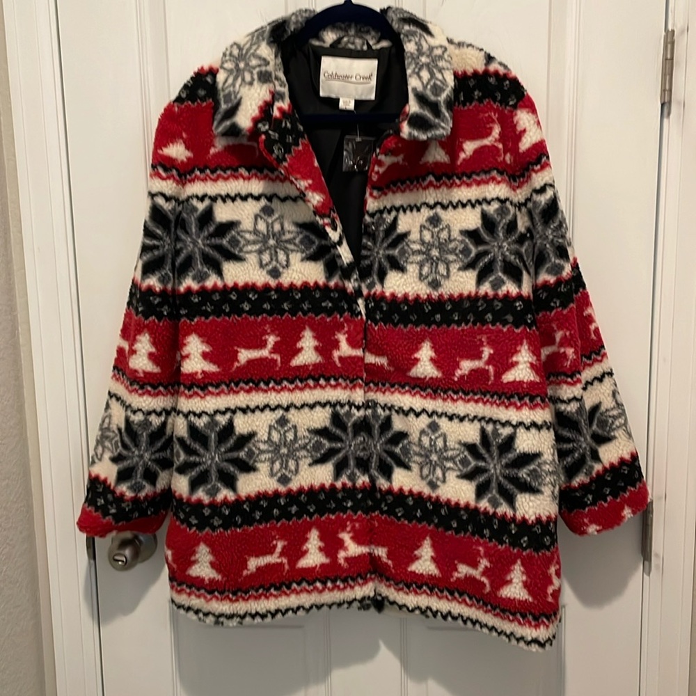 Sherpa winter style coldwater creek jacket with snaps size large new without tag